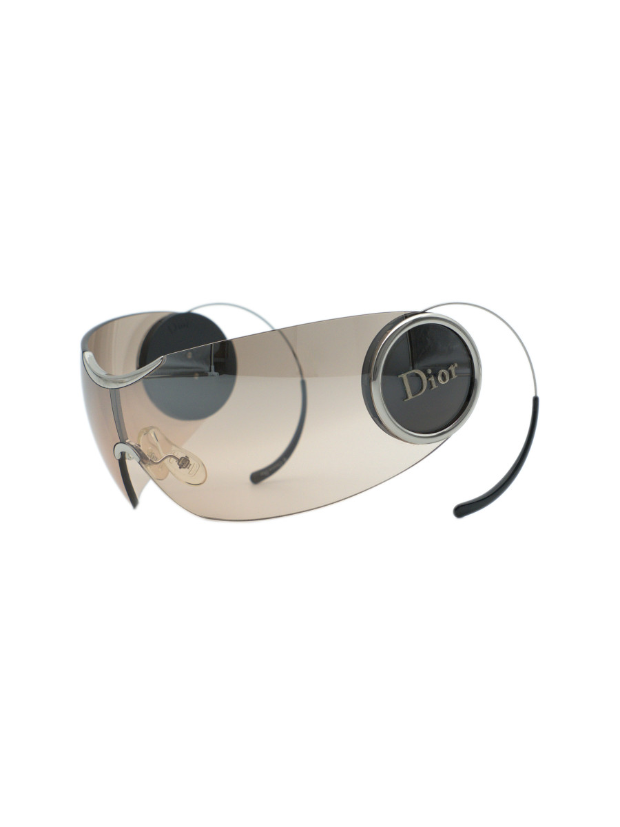 Vintage Dior Sport 3 Brown Rimless Shield Y2K Sunglasses