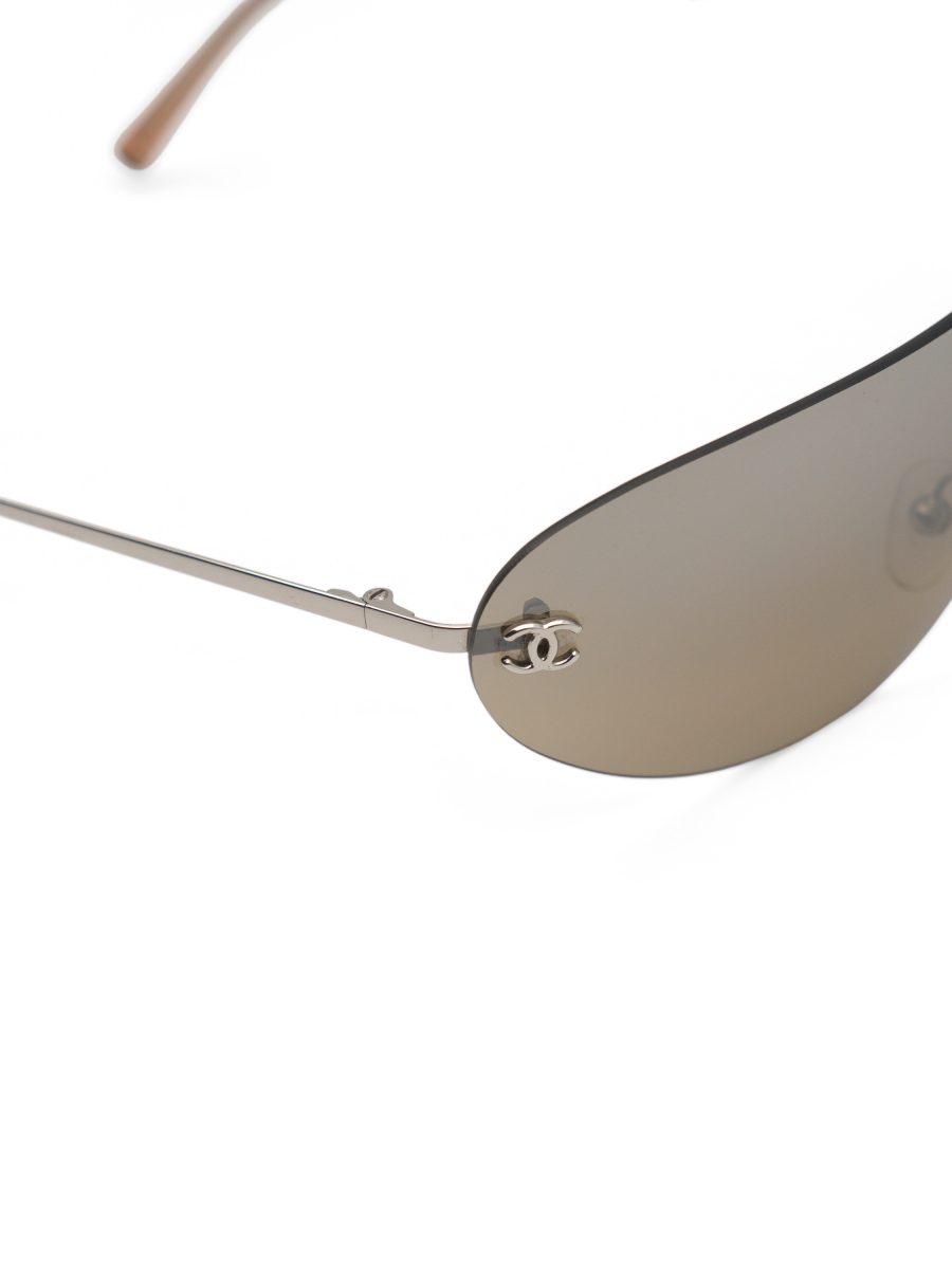 Vintage Chanel 4014 Brown Gradient Rimless Shield Sunglasses — photo 4