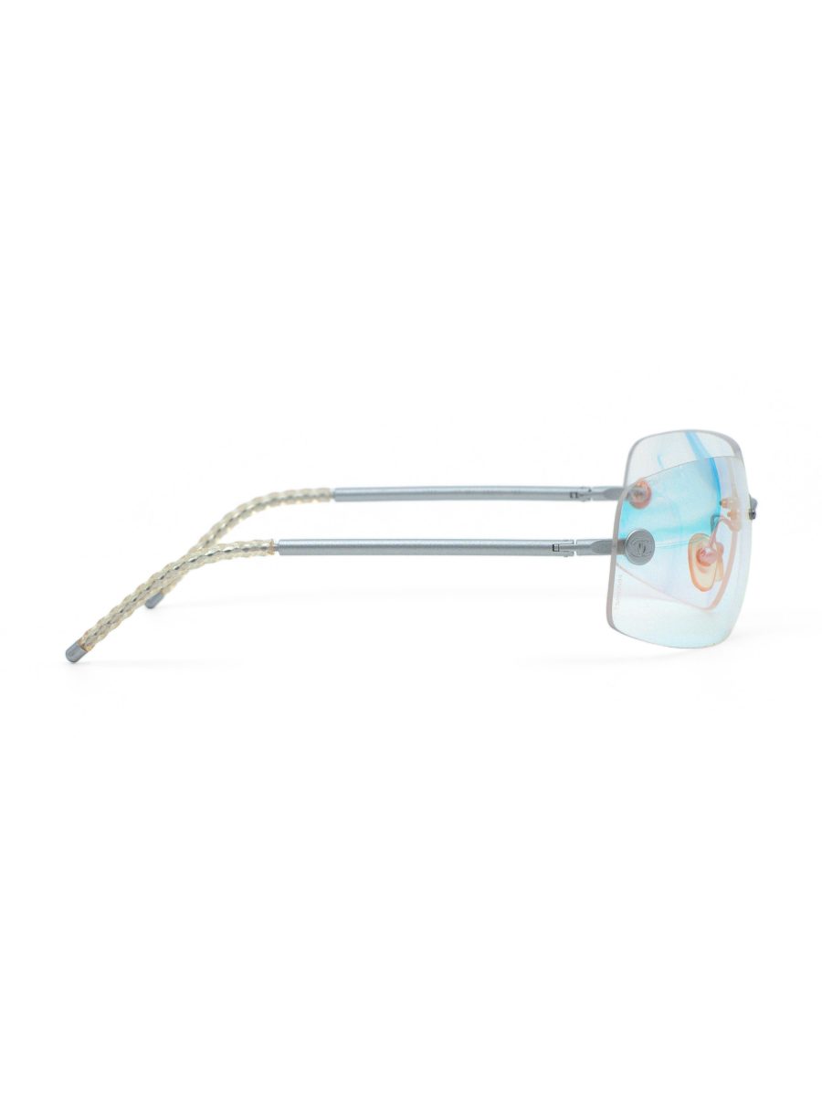 Vintage Chanel 4035 Aqua Blue Silver Rimless CC Sunglasses — photo 3