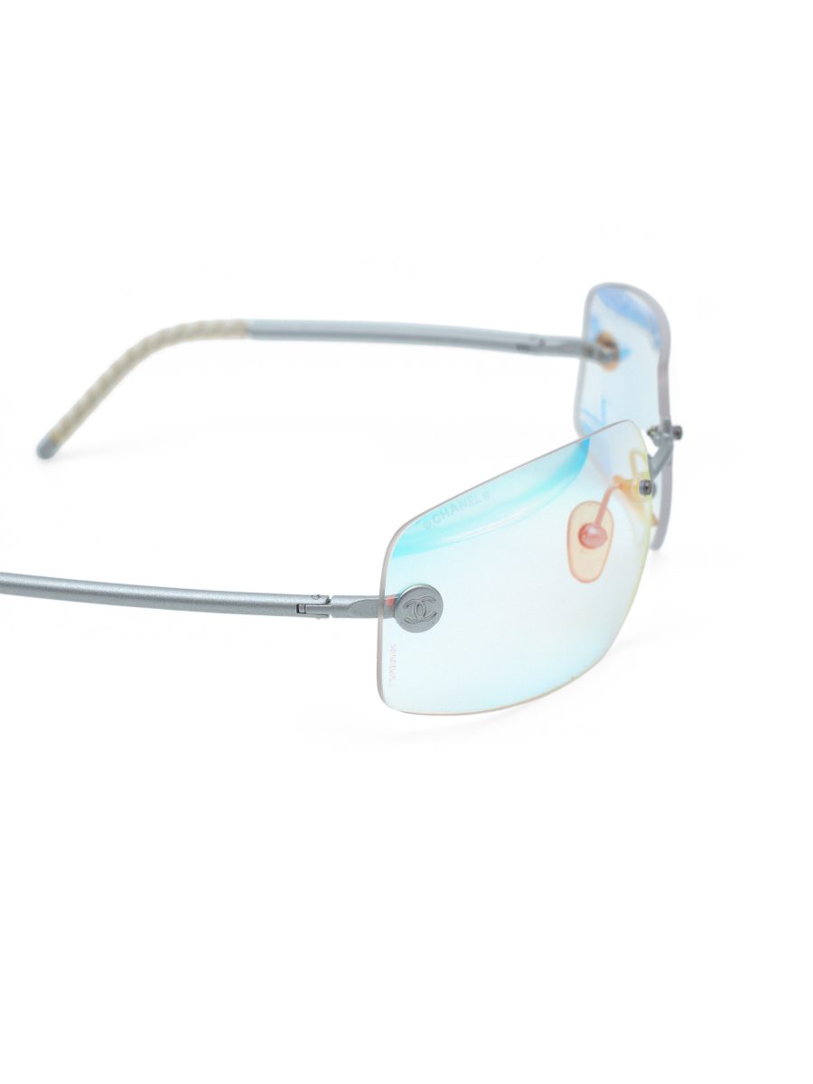 Vintage Chanel 4035 Aqua Blue Silver Rimless CC Sunglasses — photo 4