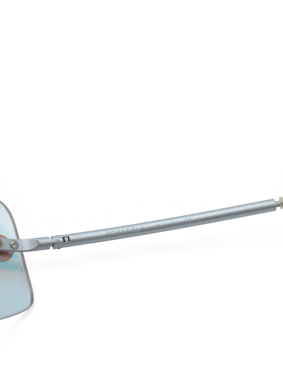 Vintage Chanel 4035 Aqua Blue Silver Rimless CC Sunglasses — photo 6