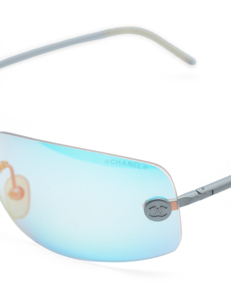 Vintage Chanel 4035 Aqua Blue Silver Rimless CC Sunglasses — photo 8