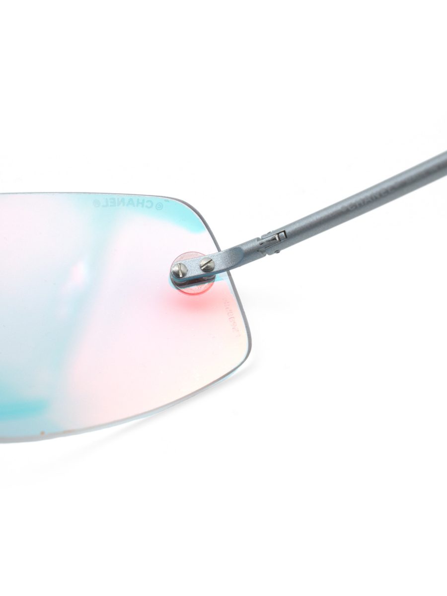 Vintage Chanel 4035 Aqua Blue Silver Rimless CC Sunglasses — photo 9