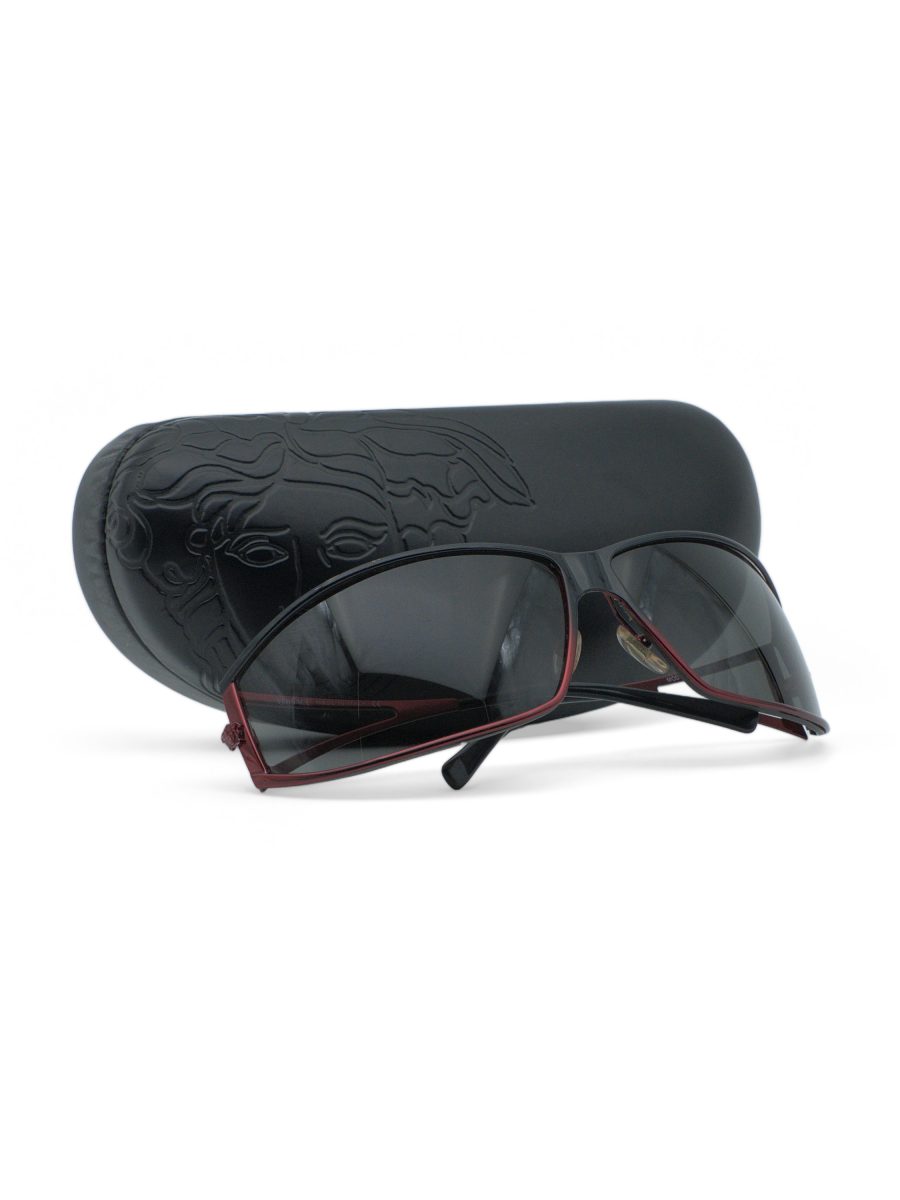 Vintage Versace MOD 2040 Burgundy Medusa Shield Sunglasses — photo 8
