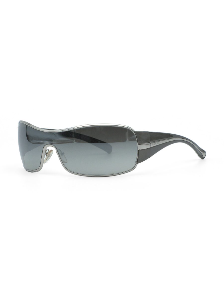 Vintage Prada SPR 61I Silver Gray Mirror Shield Sunglasses