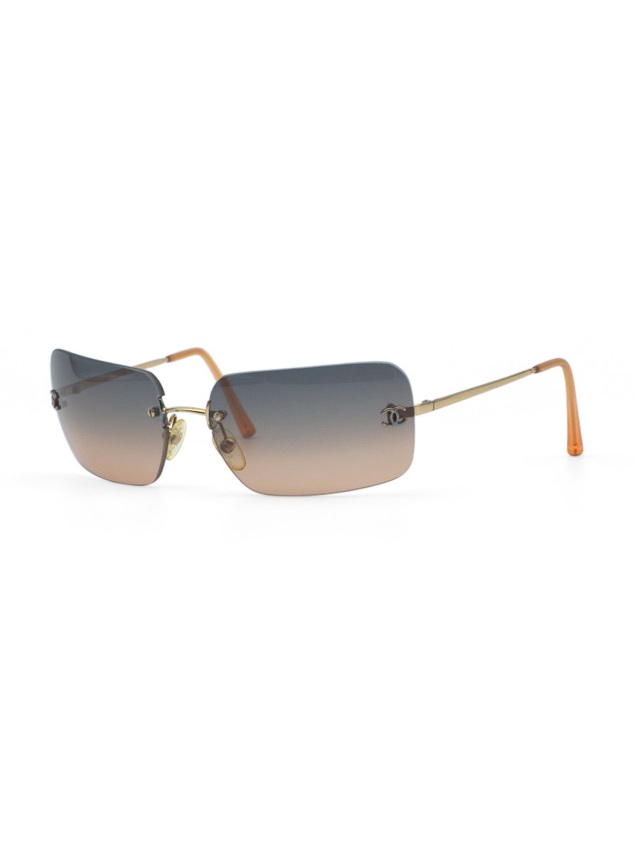 Vintage Chanel 4017 Gold Gradient Rimless CC Logo Sunglasses