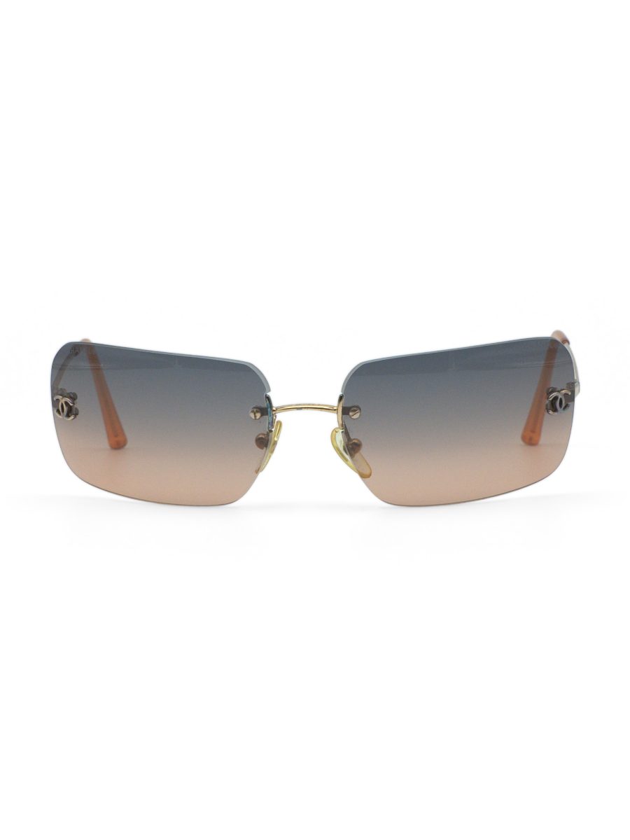 Vintage Chanel 4017 Gold Gradient Rimless CC Logo Sunglasses — photo 2
