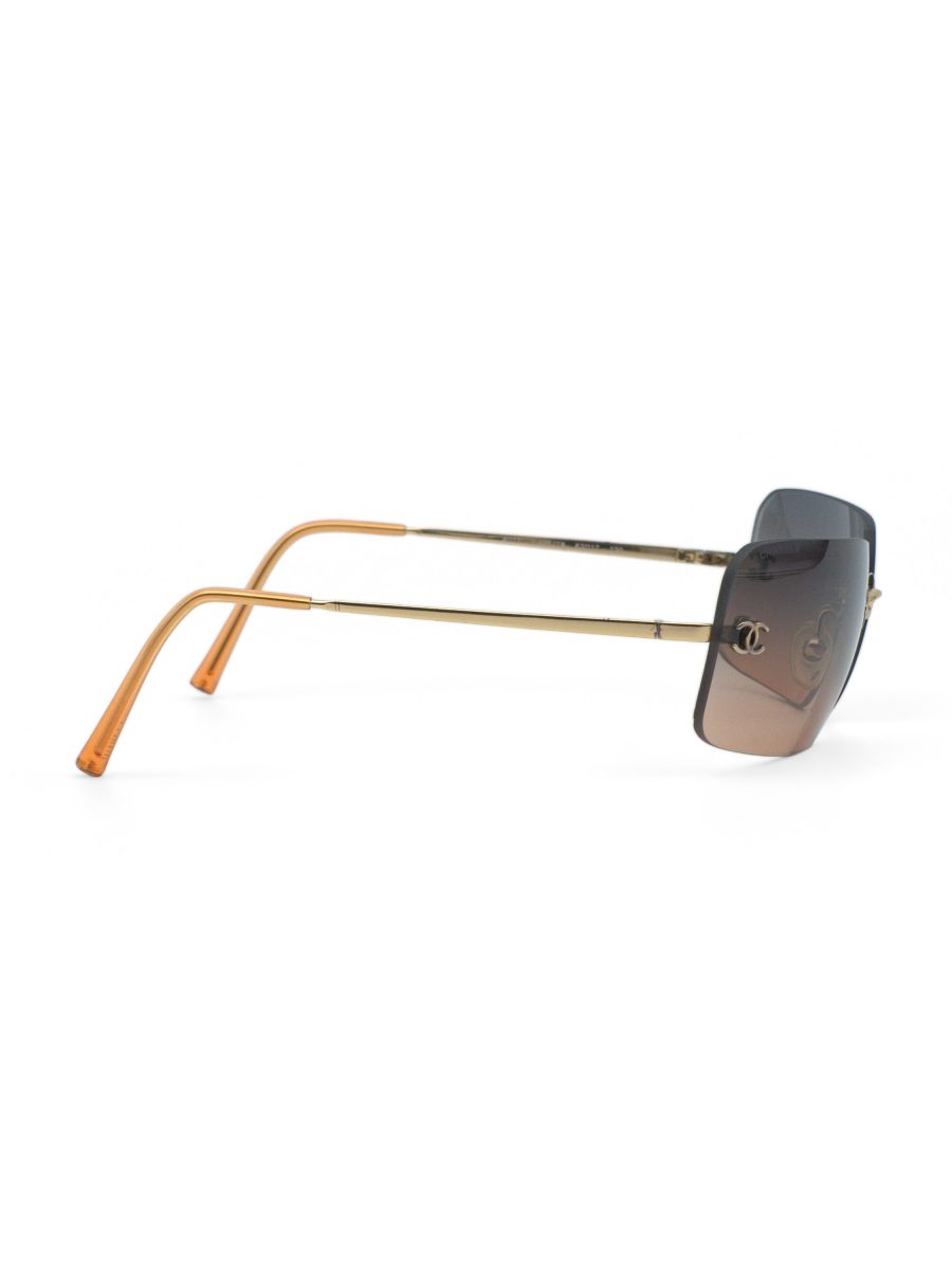 Vintage Chanel 4017 Gold Gradient Rimless CC Logo Sunglasses — photo 3