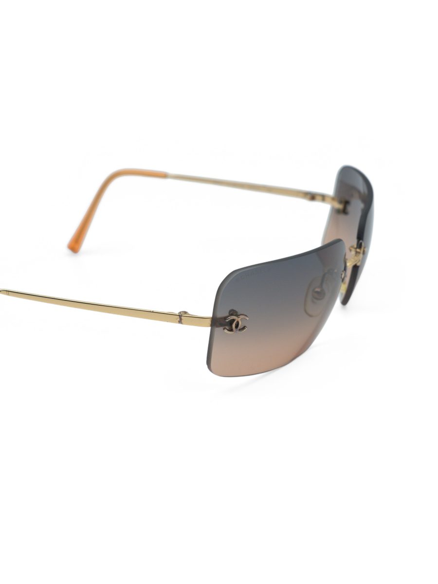 Vintage Chanel 4017 Gold Gradient Rimless CC Logo Sunglasses — photo 4