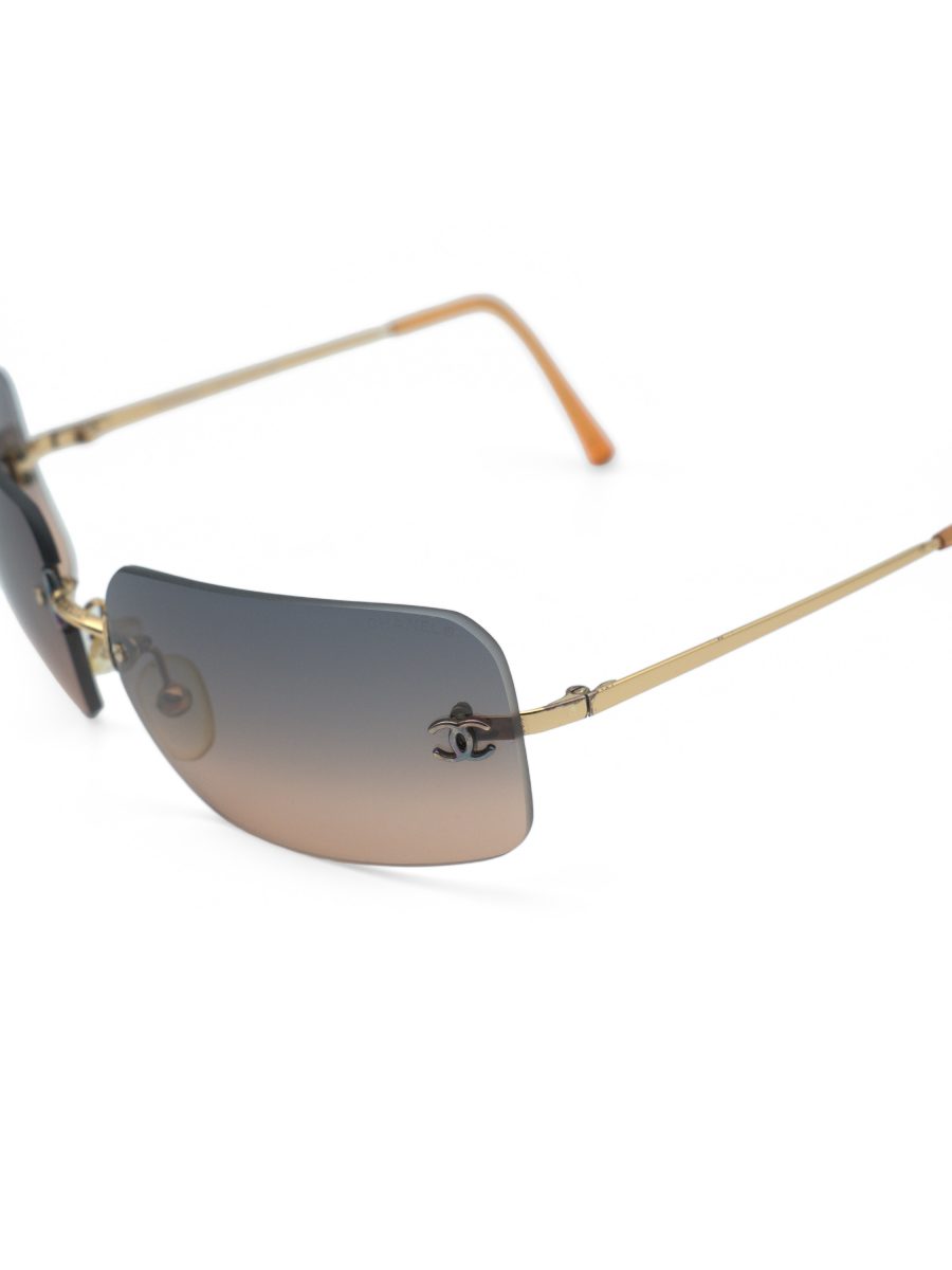 Vintage Chanel 4017 Gold Gradient Rimless CC Logo Sunglasses — photo 5