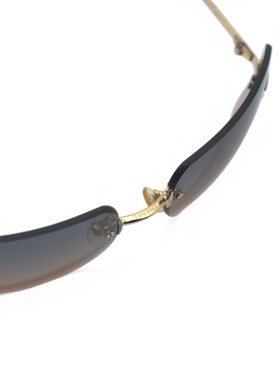 Vintage Chanel 4017 Gold Gradient Rimless CC Logo Sunglasses — photo 9