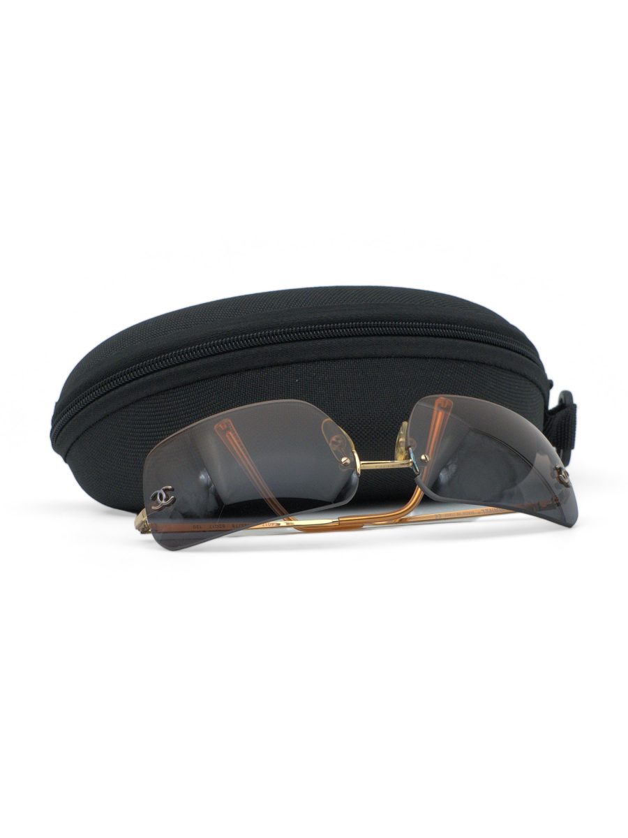 Vintage Chanel 4017 Gold Gradient Rimless CC Logo Sunglasses — photo 12