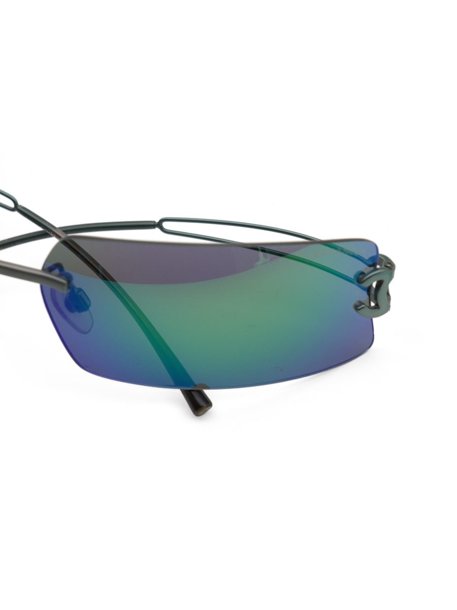 Vintage Chanel Teal Green Mirrored Rimless CC Sunglasses — photo 9