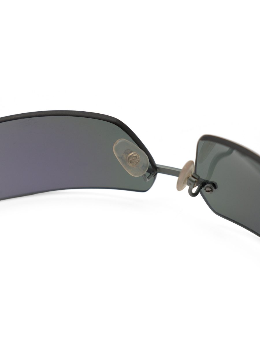 Vintage Chanel Teal Green Mirrored Rimless CC Sunglasses — photo 11