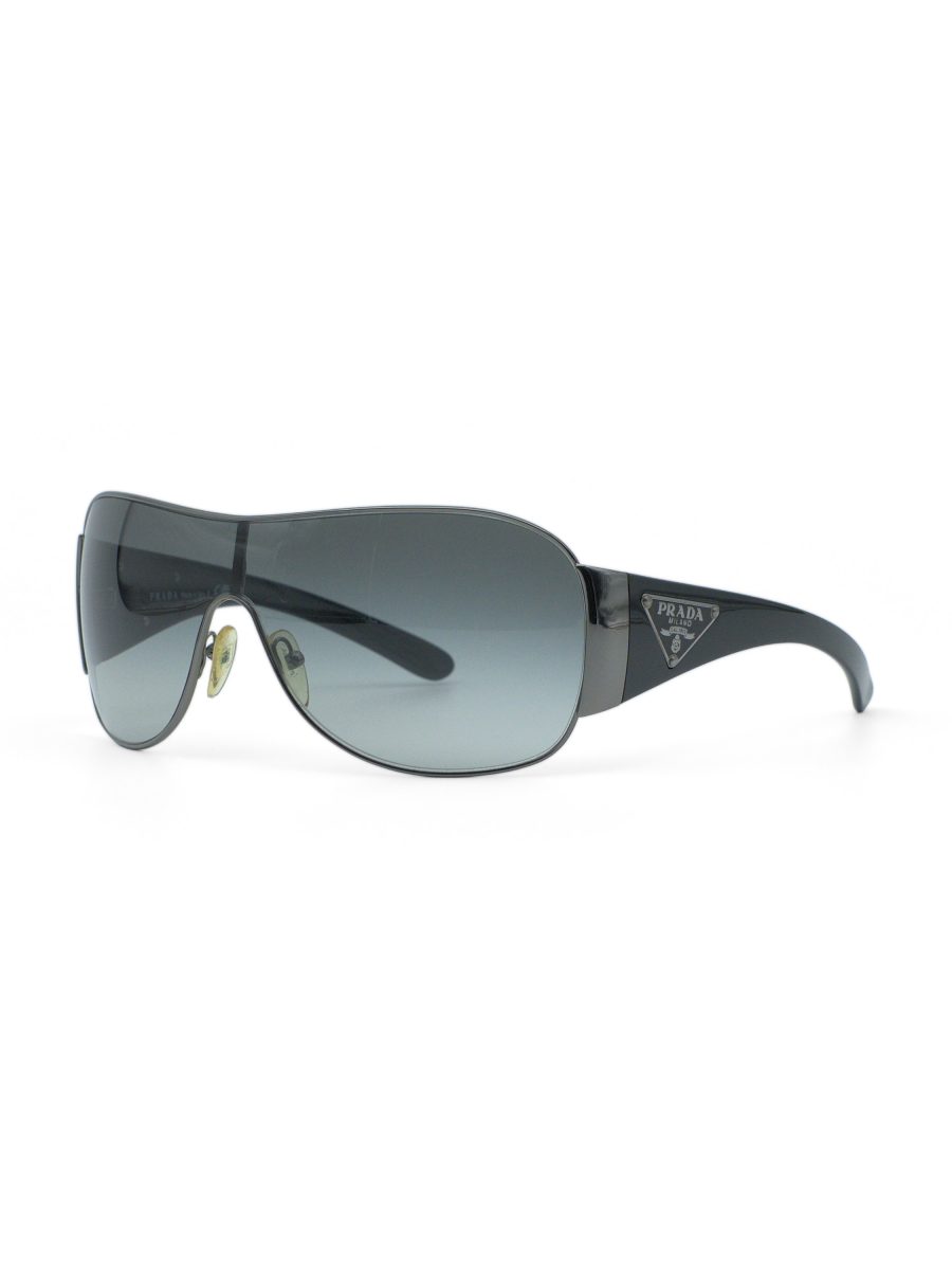 Vintage Prada SPR 57L Gunmetal Triangle Shield Sunglasses
