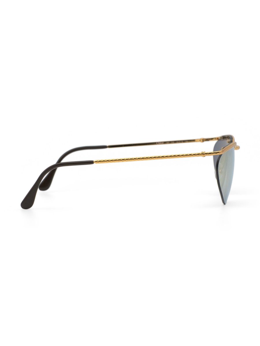 Vintage Chloe Gold Grey Mirror Engraved Cat Eye Sunglasses — photo 3