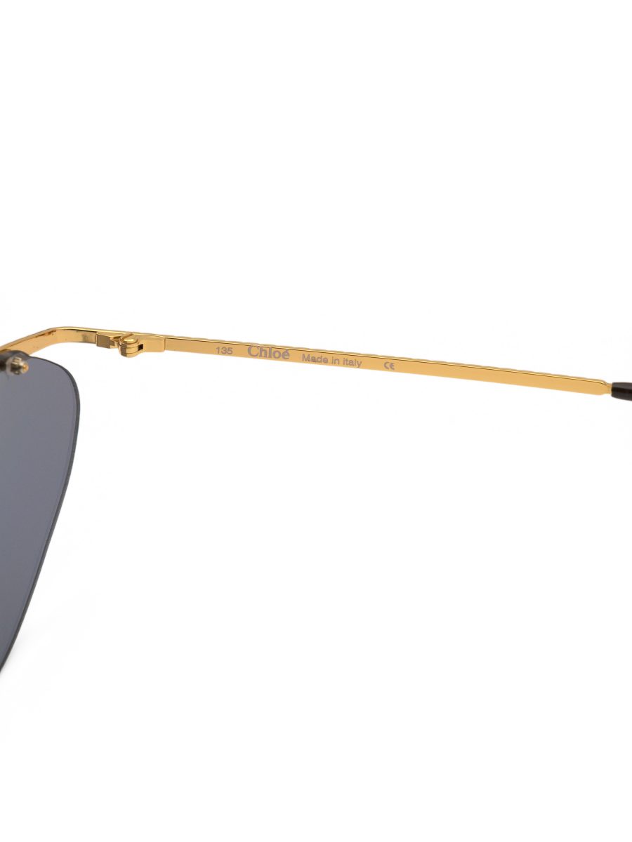 Vintage Chloe Gold Grey Mirror Engraved Cat Eye Sunglasses — photo 6