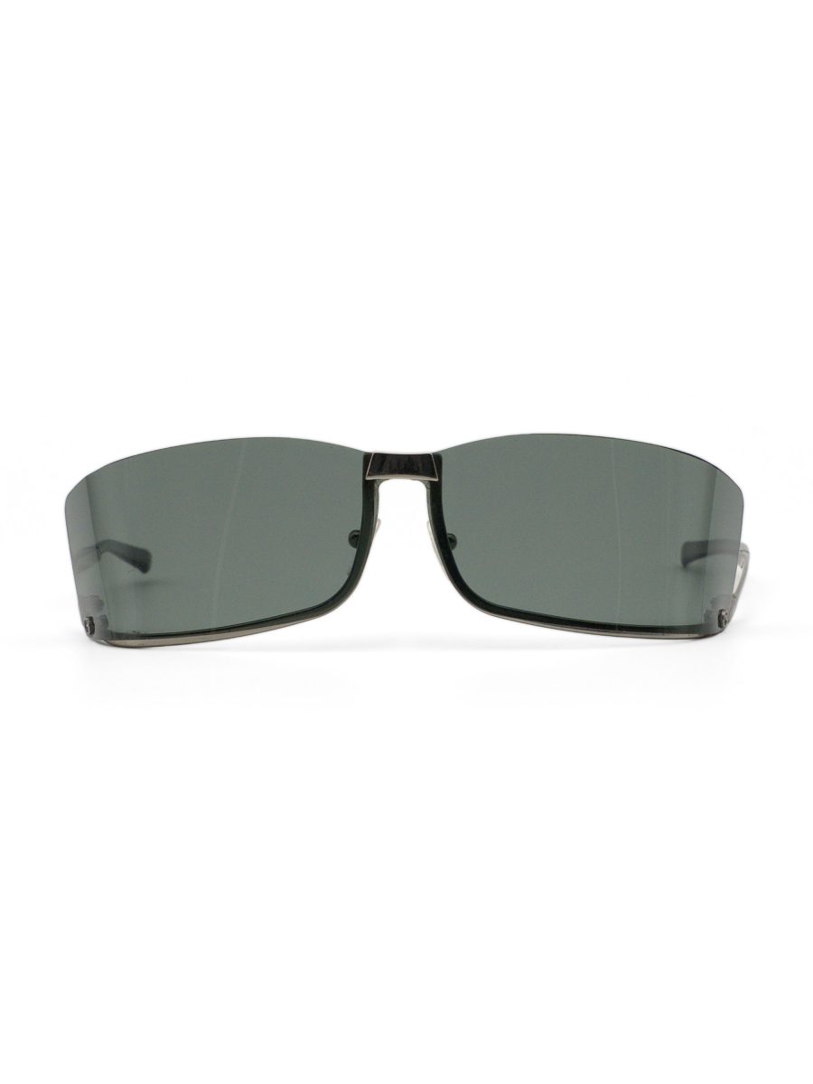 Vintage Gucci Gunmetal Green Rimless Shield Logo Sunglasses — photo 2