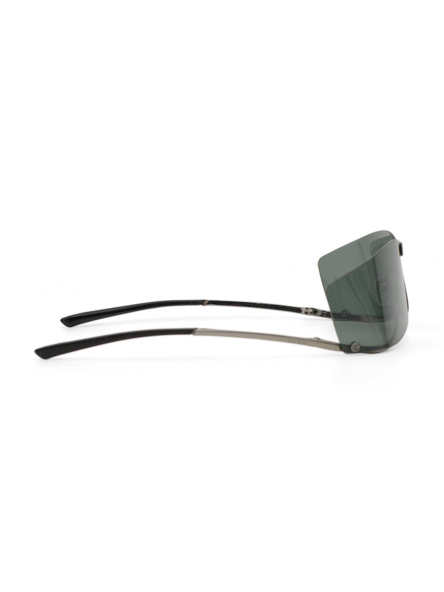 Vintage Gucci Gunmetal Green Rimless Shield Logo Sunglasses — photo 3