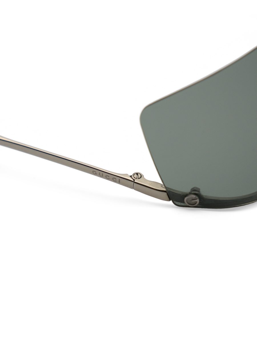 Vintage Gucci Gunmetal Green Rimless Shield Logo Sunglasses — photo 4