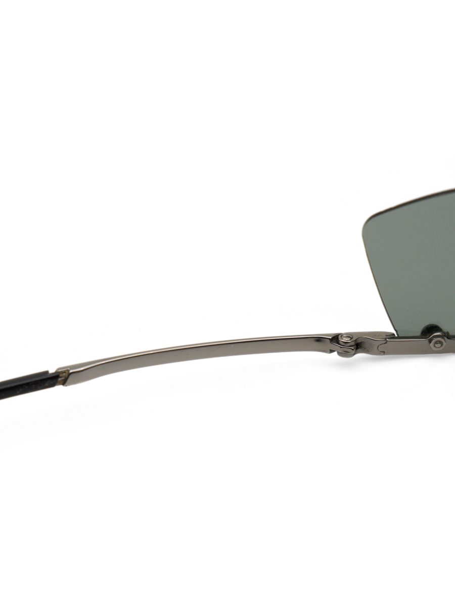 Vintage Gucci Gunmetal Green Rimless Shield Logo Sunglasses — photo 7