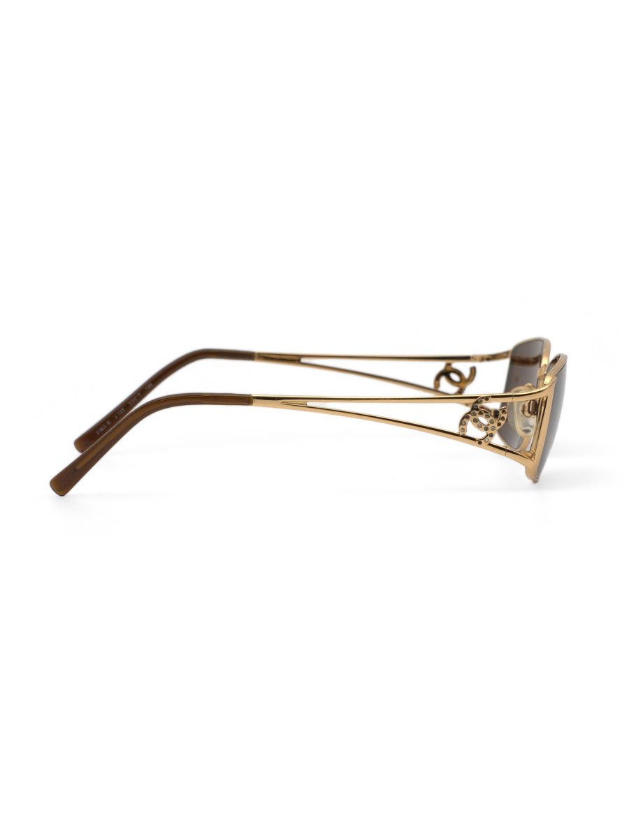Vintage Chanel 2063-B Gold Rhinestone CC Logo Sunglasses — photo 3