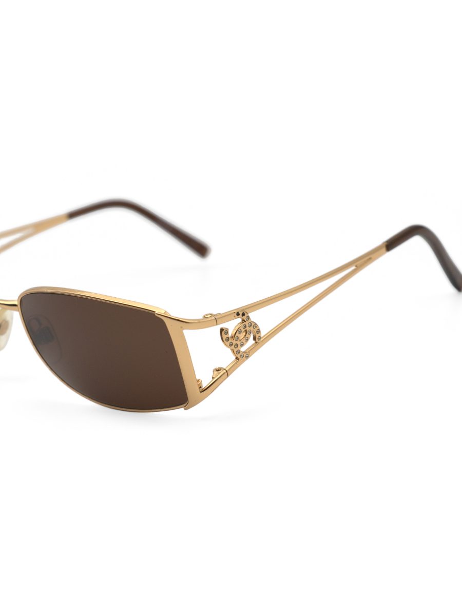 Vintage Chanel 2063-B Gold Rhinestone CC Logo Sunglasses — photo 5