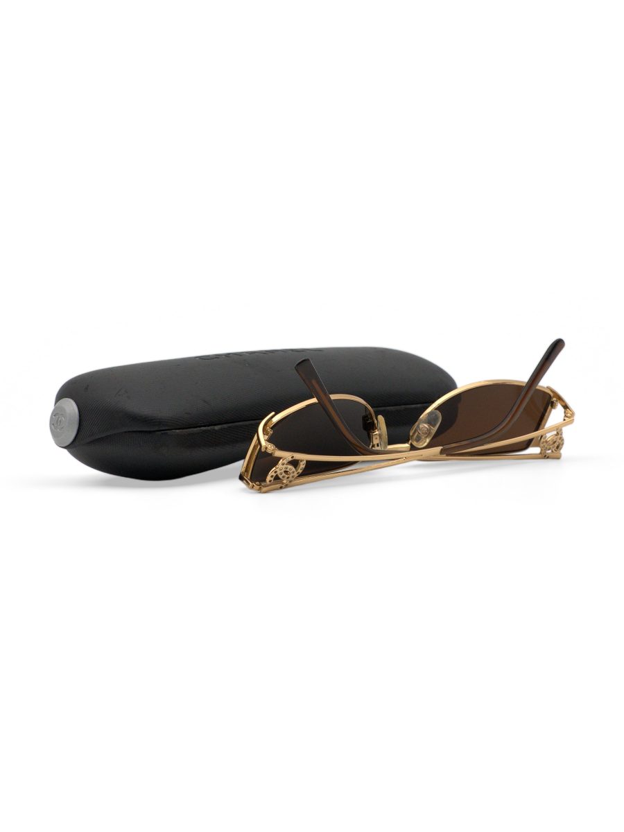 Vintage Chanel 2063-B Gold Rhinestone CC Logo Sunglasses — photo 10