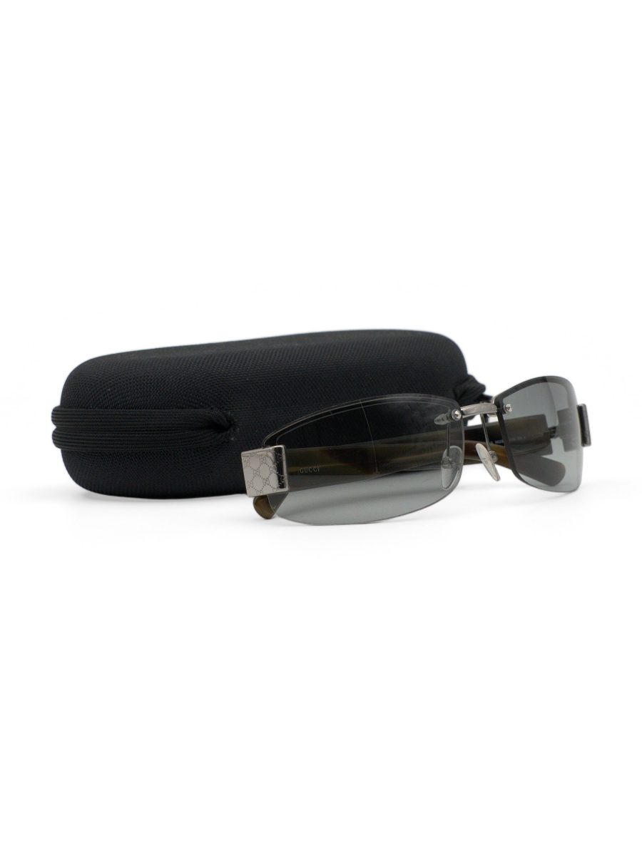 Vintage Gucci GG 1799 Gunmetal Grey Semi Rimless Sunglasses — photo 8
