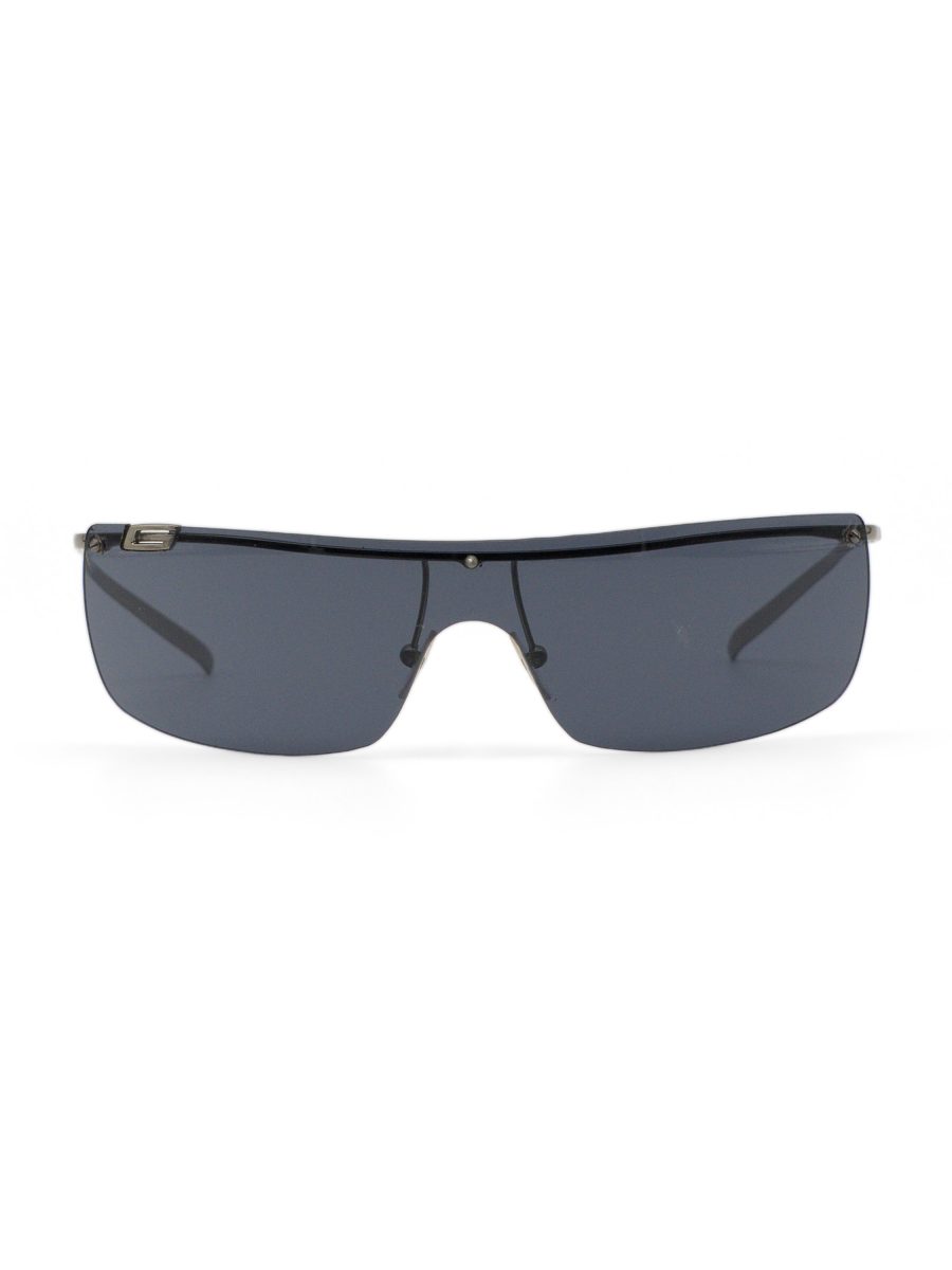 Vintage Gucci Smoke Grey Silver Rimless Shield G Sunglasses — photo 2
