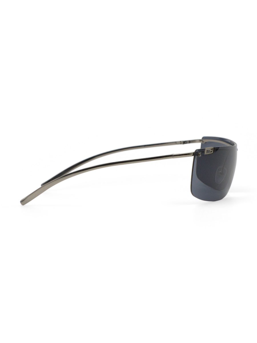Vintage Gucci Smoke Grey Silver Rimless Shield G Sunglasses — photo 3
