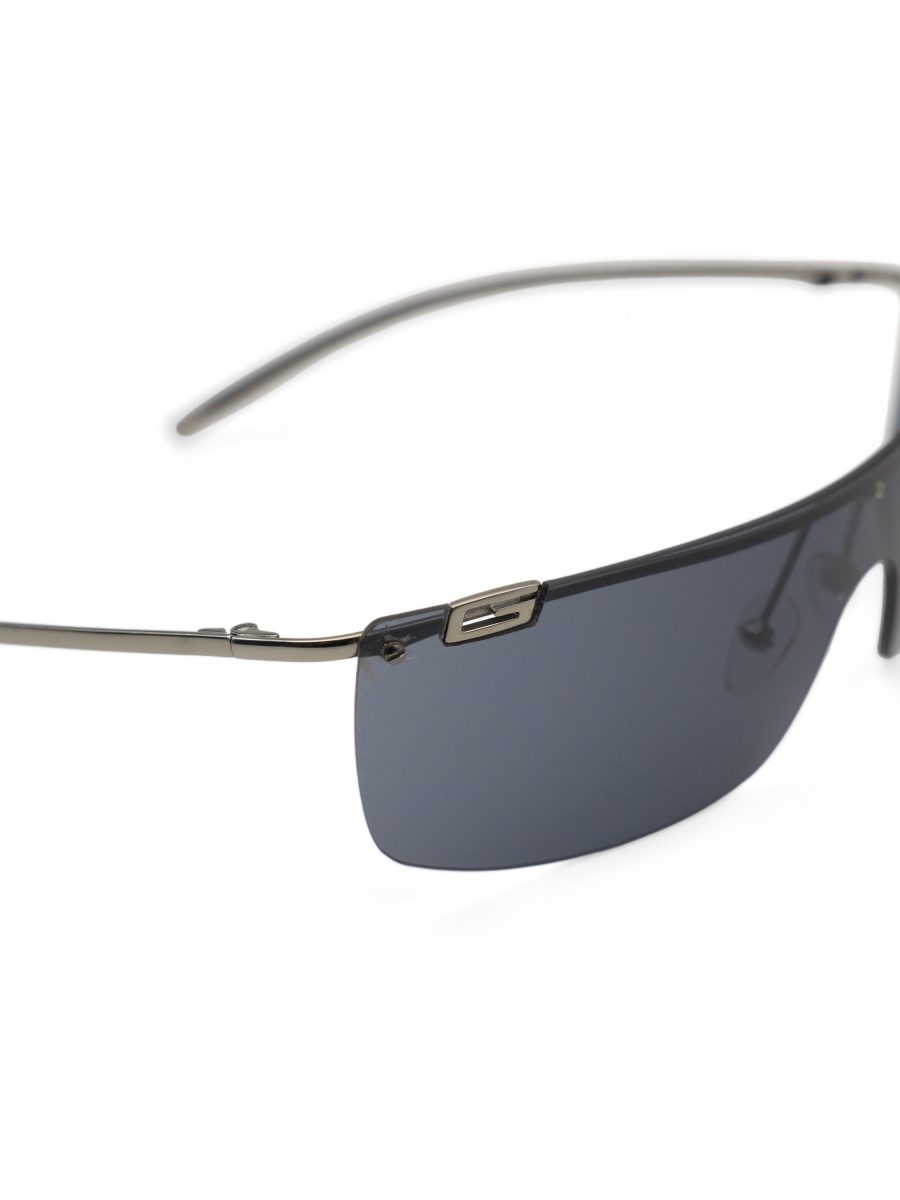 Vintage Gucci Smoke Grey Silver Rimless Shield G Sunglasses — photo 4