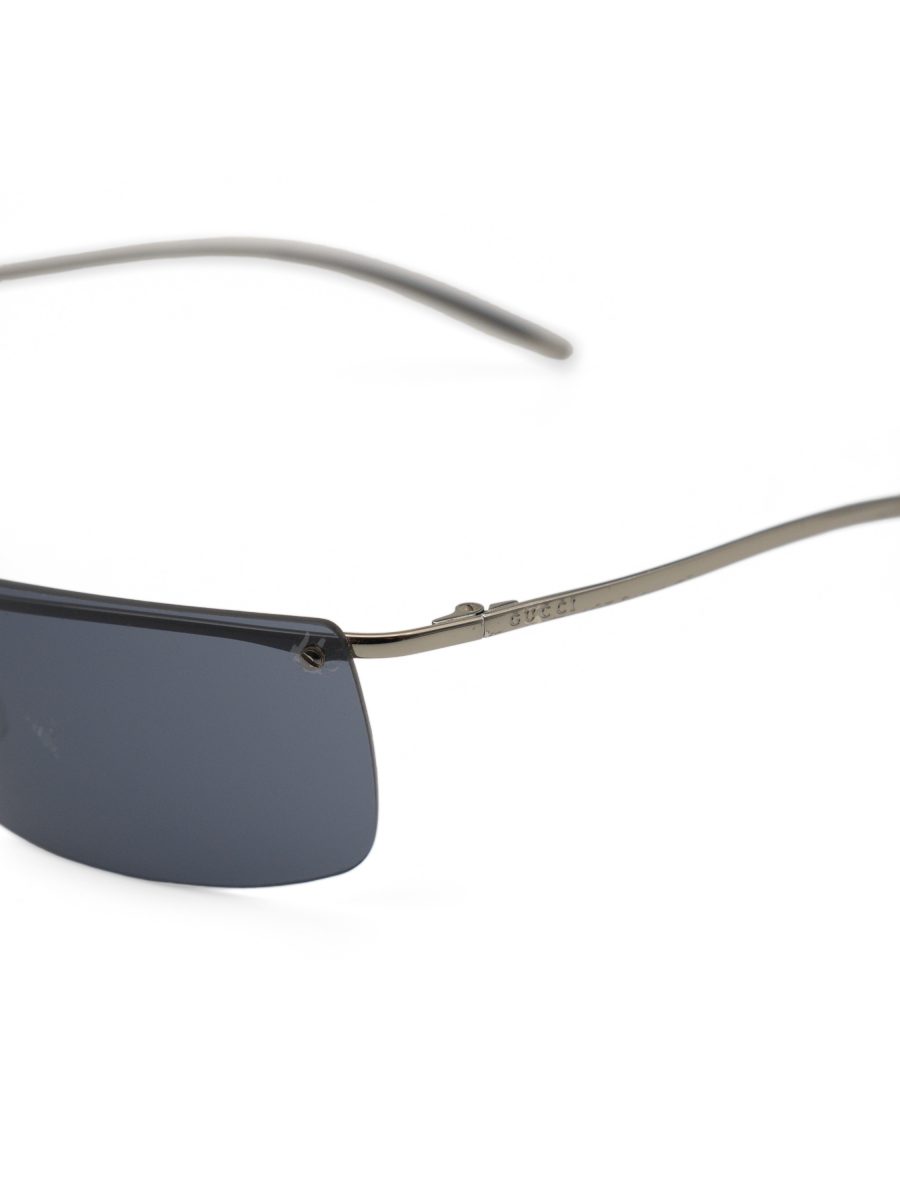 Vintage Gucci Smoke Grey Silver Rimless Shield G Sunglasses — photo 5