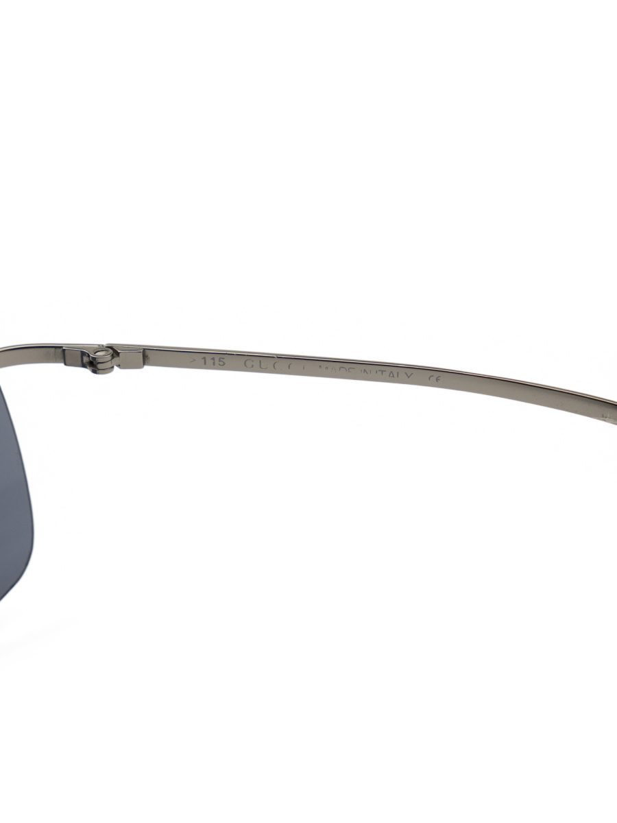 Vintage Gucci Smoke Grey Silver Rimless Shield G Sunglasses — photo 6