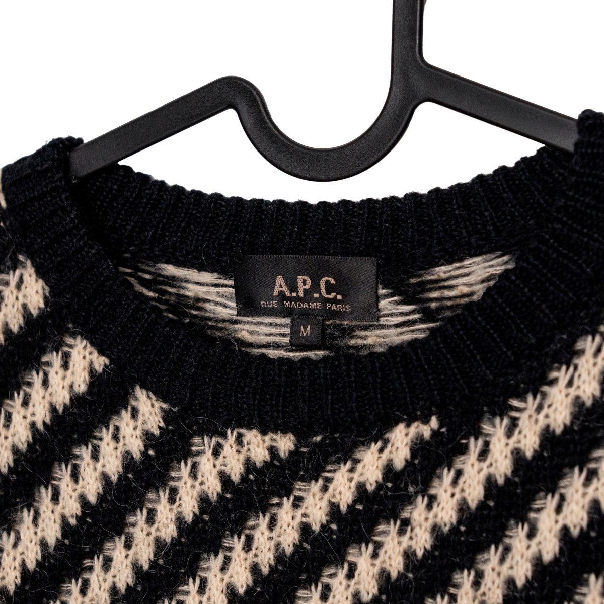 A.P.C. Black Beige Stripe Mohair Blend Sweater Jumper Size M — photo 4