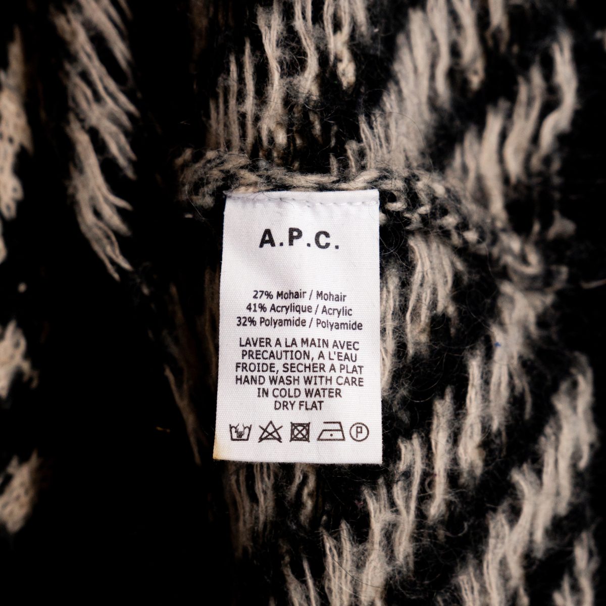 A.P.C. Black Beige Stripe Mohair Blend Sweater Jumper Size M — photo 6