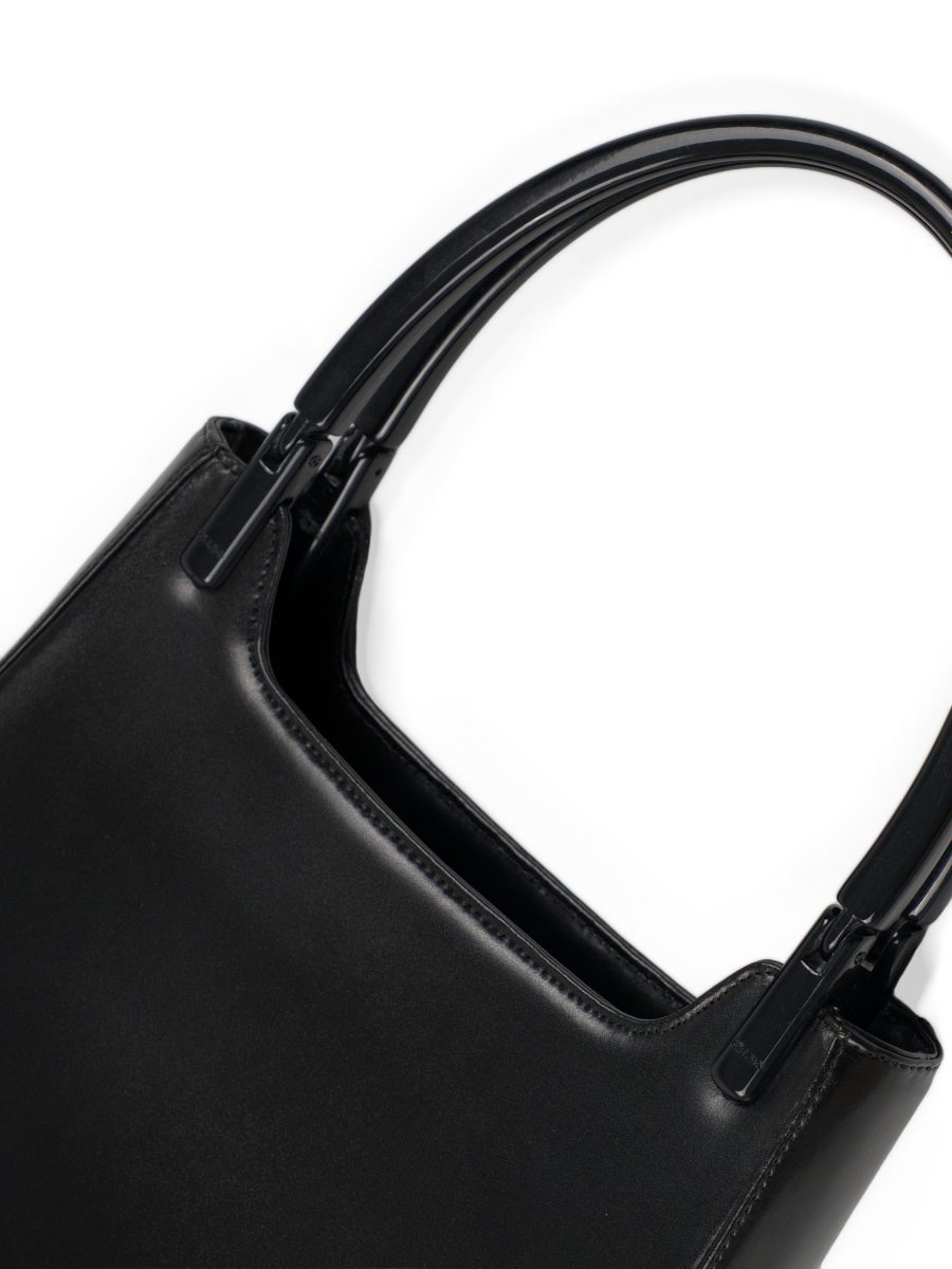 Vintage Prada Black Leather Triangle Logo Shoulder Bag — photo 4