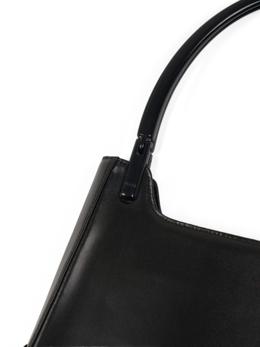 Vintage Prada Black Leather Triangle Logo Shoulder Bag — photo 5