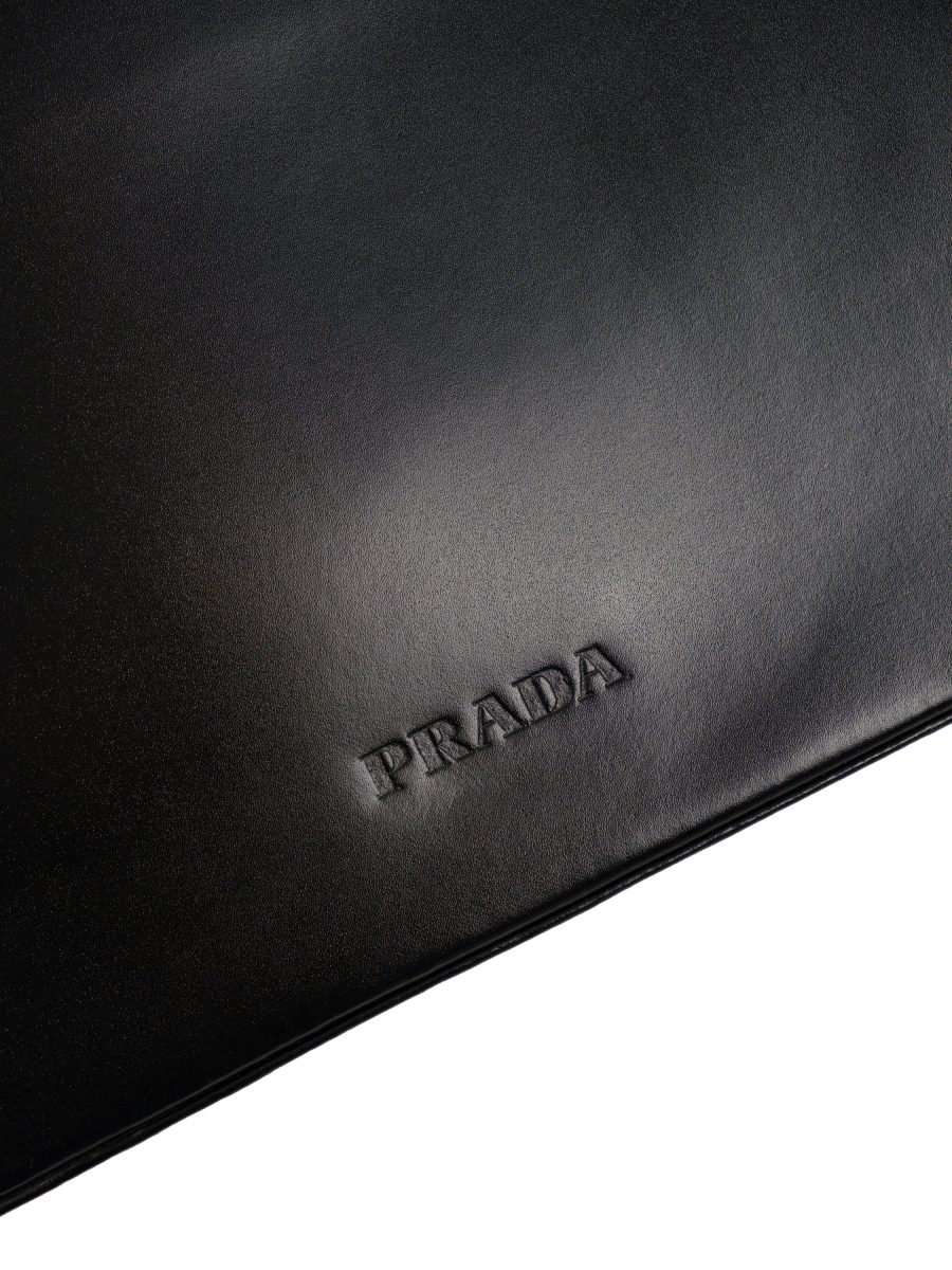 Vintage Prada Black Leather Triangle Logo Shoulder Bag — photo 6