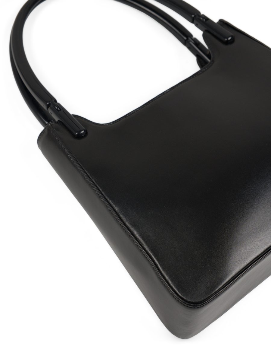 Vintage Prada Black Leather Triangle Logo Shoulder Bag — photo 8