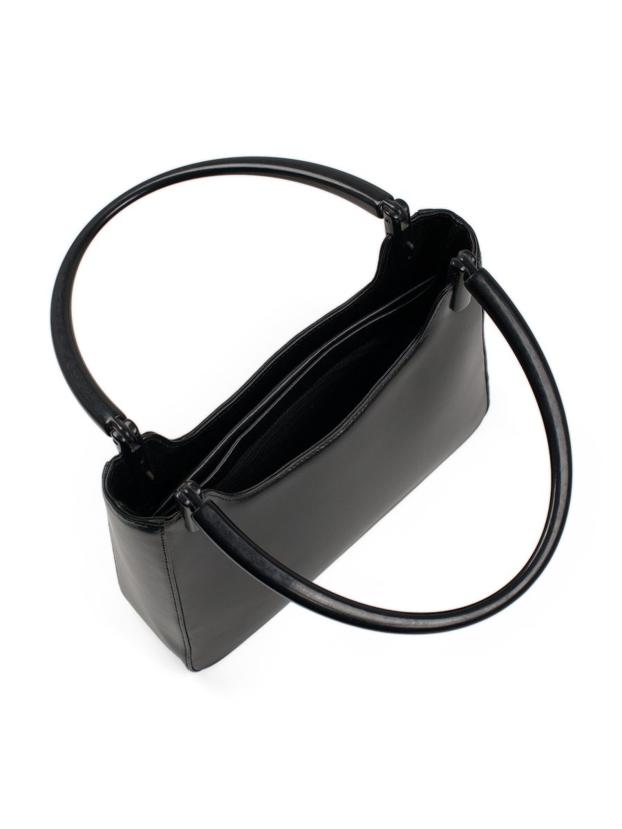 Vintage Prada Black Leather Triangle Logo Shoulder Bag — photo 9