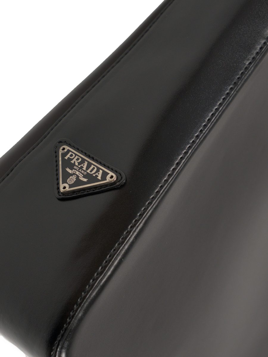 Vintage Prada Black Leather Triangle Logo Shoulder Bag — photo 11