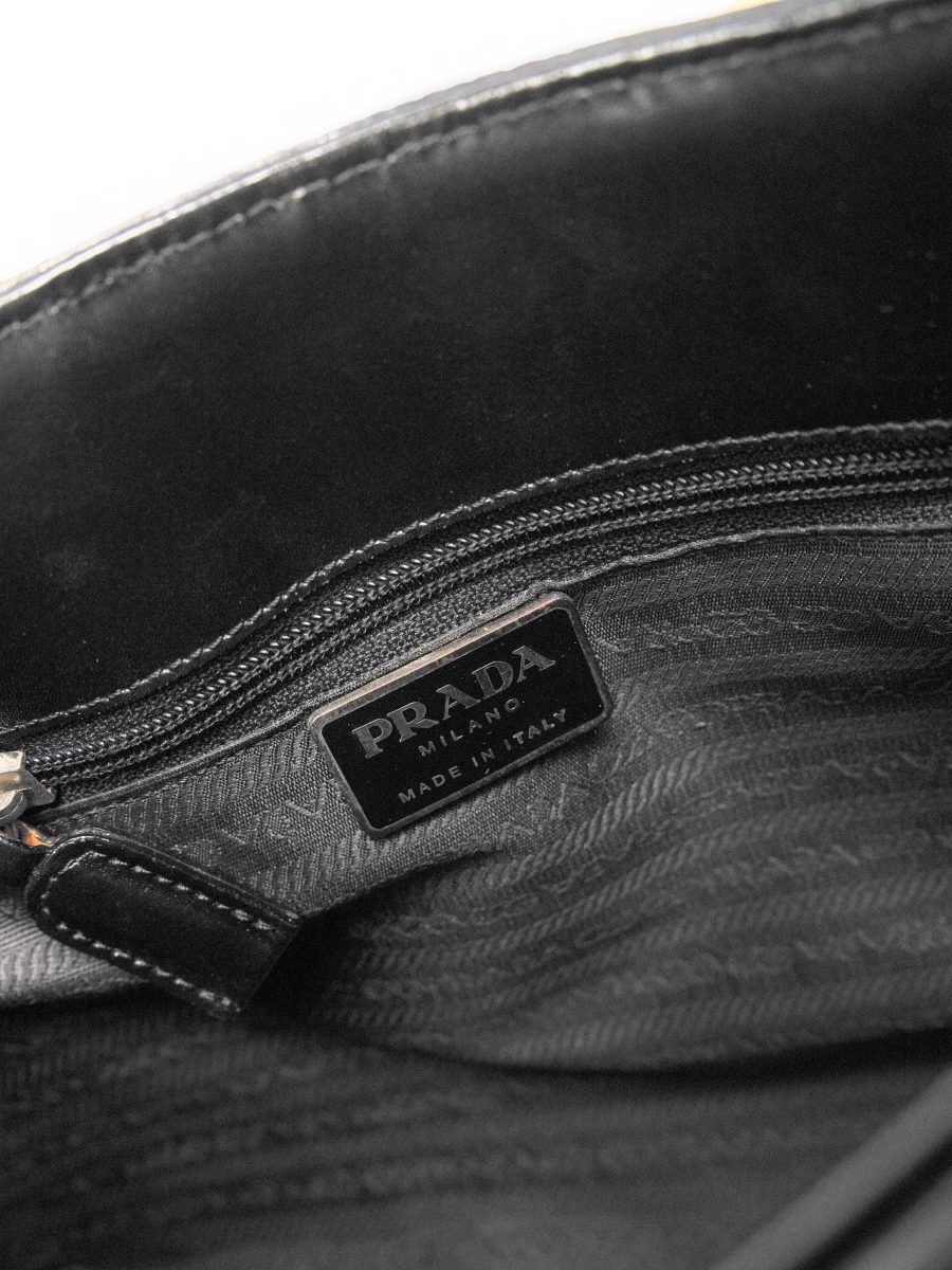 Vintage Prada Black Leather Triangle Logo Shoulder Bag — photo 13