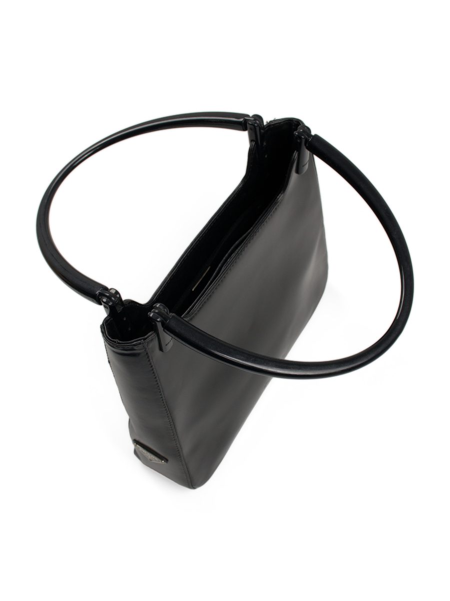 Vintage Prada Black Leather Triangle Logo Top Handle Bag — photo 8