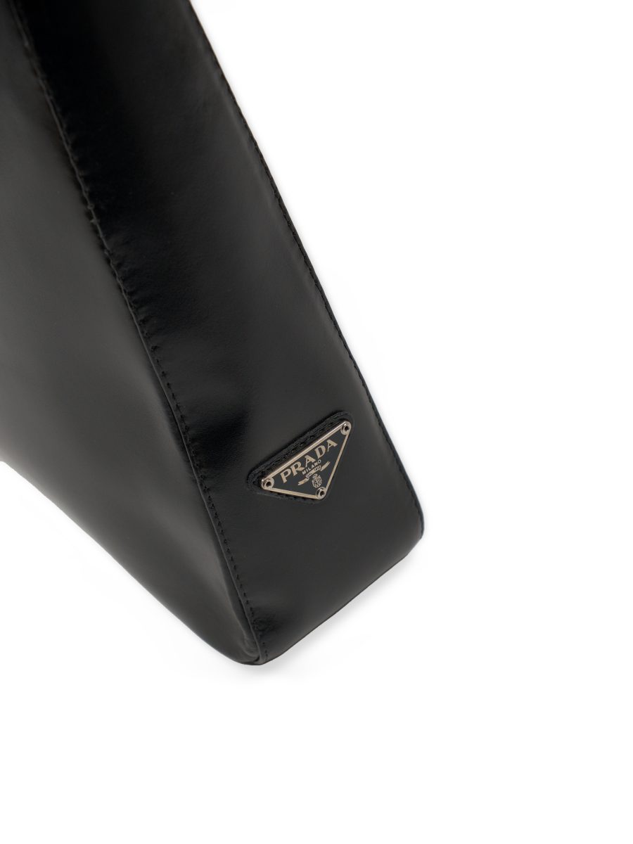 Vintage Prada Black Leather Triangle Logo Top Handle Bag — photo 10