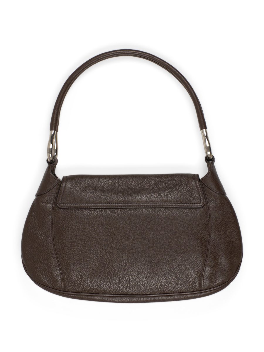 Vintage Prada Vitello Daino Brown Leather Flap Shoulder Bag — photo 2