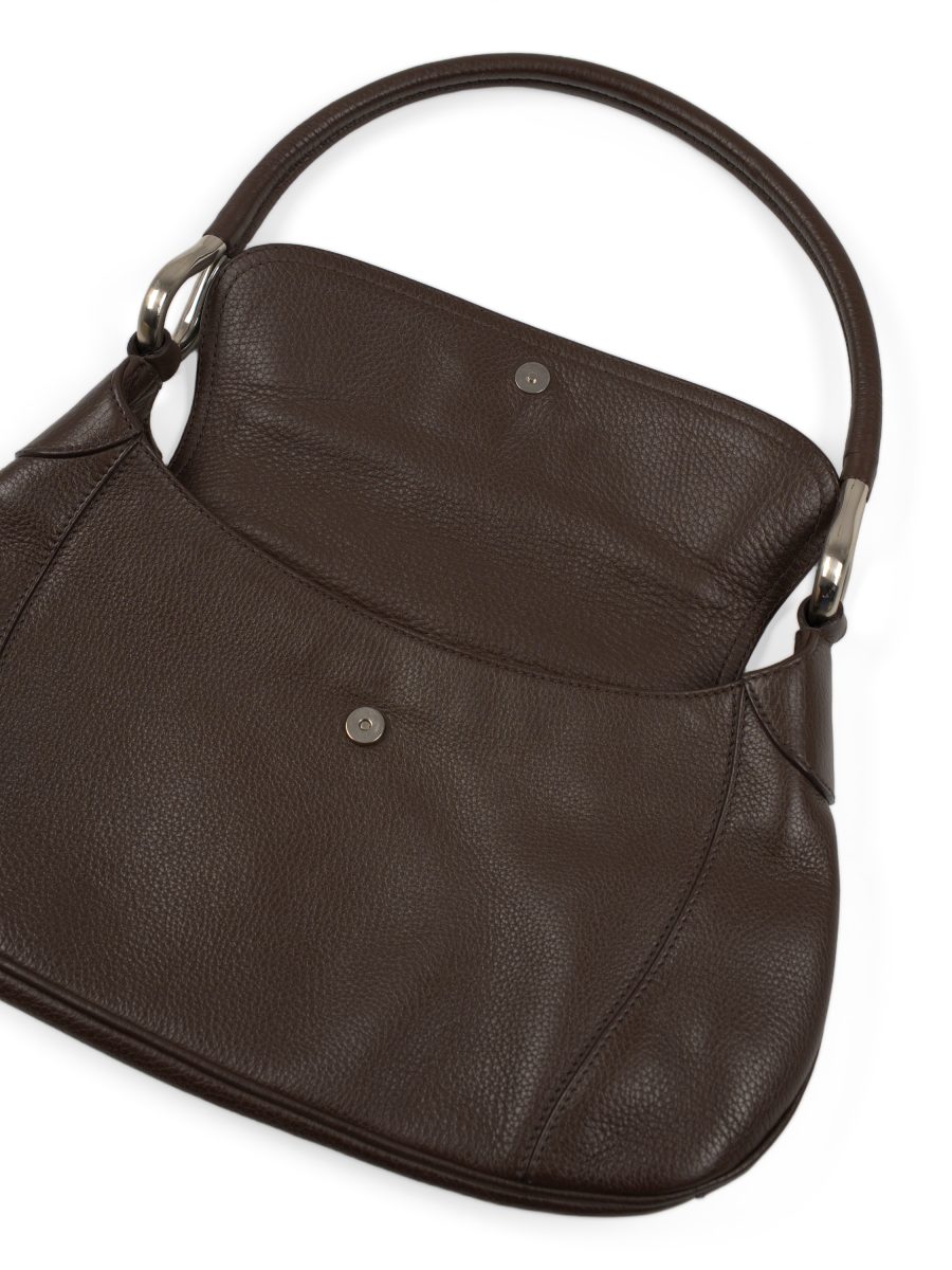 Vintage Prada Vitello Daino Brown Leather Flap Shoulder Bag — photo 6