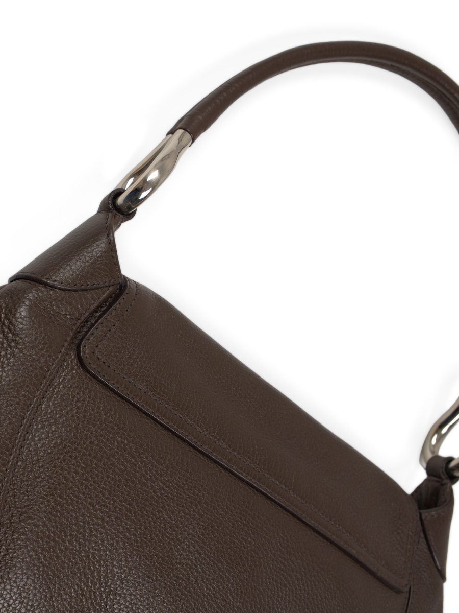 Vintage Prada Vitello Daino Brown Leather Flap Shoulder Bag — photo 7
