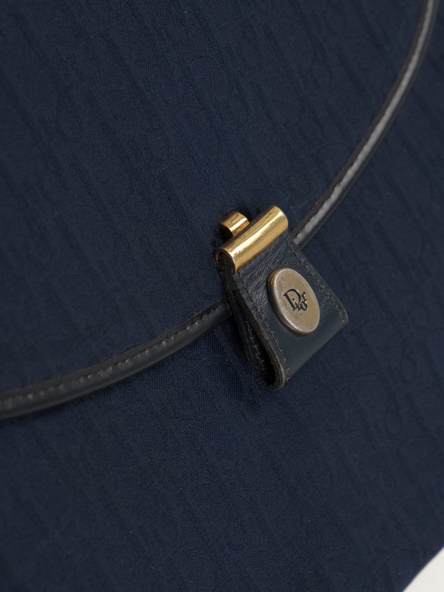 Vintage Dior Navy Oblique Monogram Canvas Shoulder Bag Purse — photo 6