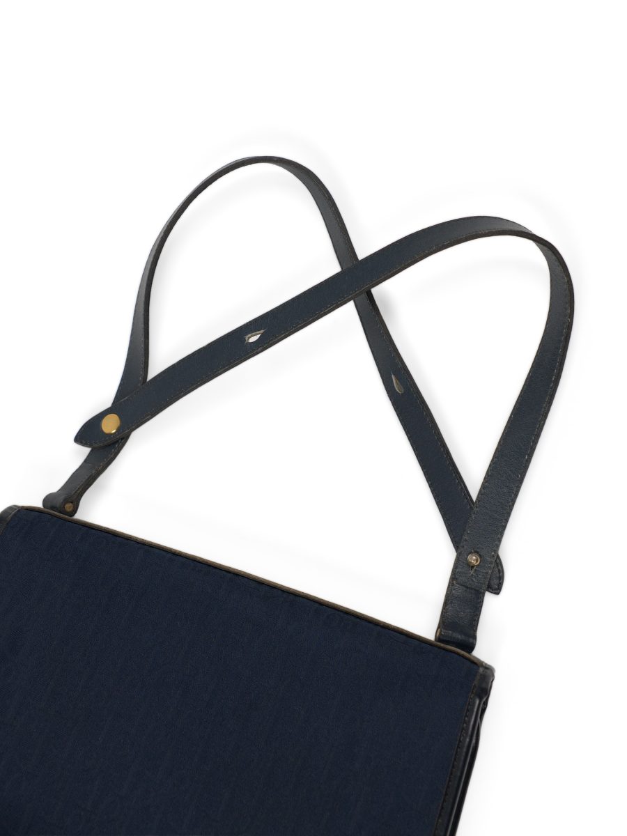 Vintage Dior Navy Oblique Monogram Canvas Shoulder Bag Purse — photo 7